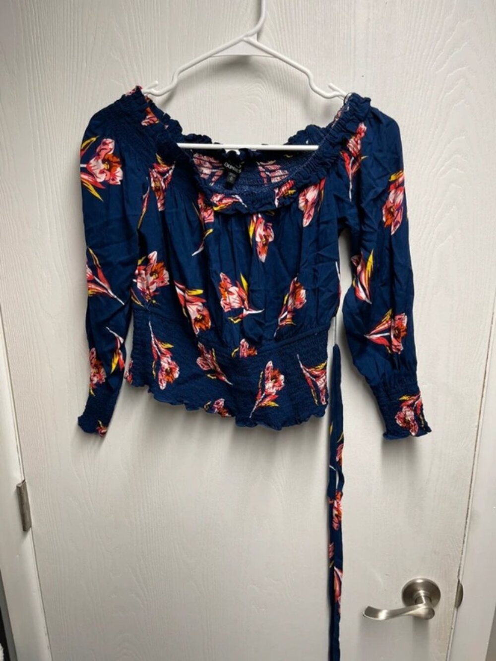 Express Blue Floral Shirt Size Medium
